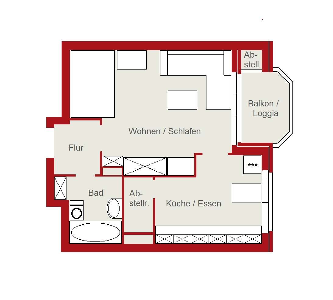 Provisionsfrei: Solide Investition – Pfiffig aufgeteilte 2-Zimmer-ETW als Kapitalanlage, 31134 Hildesheim, Etagenwohnung